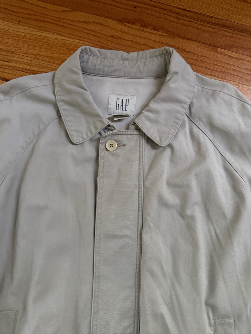 GAP Vintage Y2K Utility Jacket Khaki Cotton Coat Size L Oversized Workwear - Picture 5 of 9